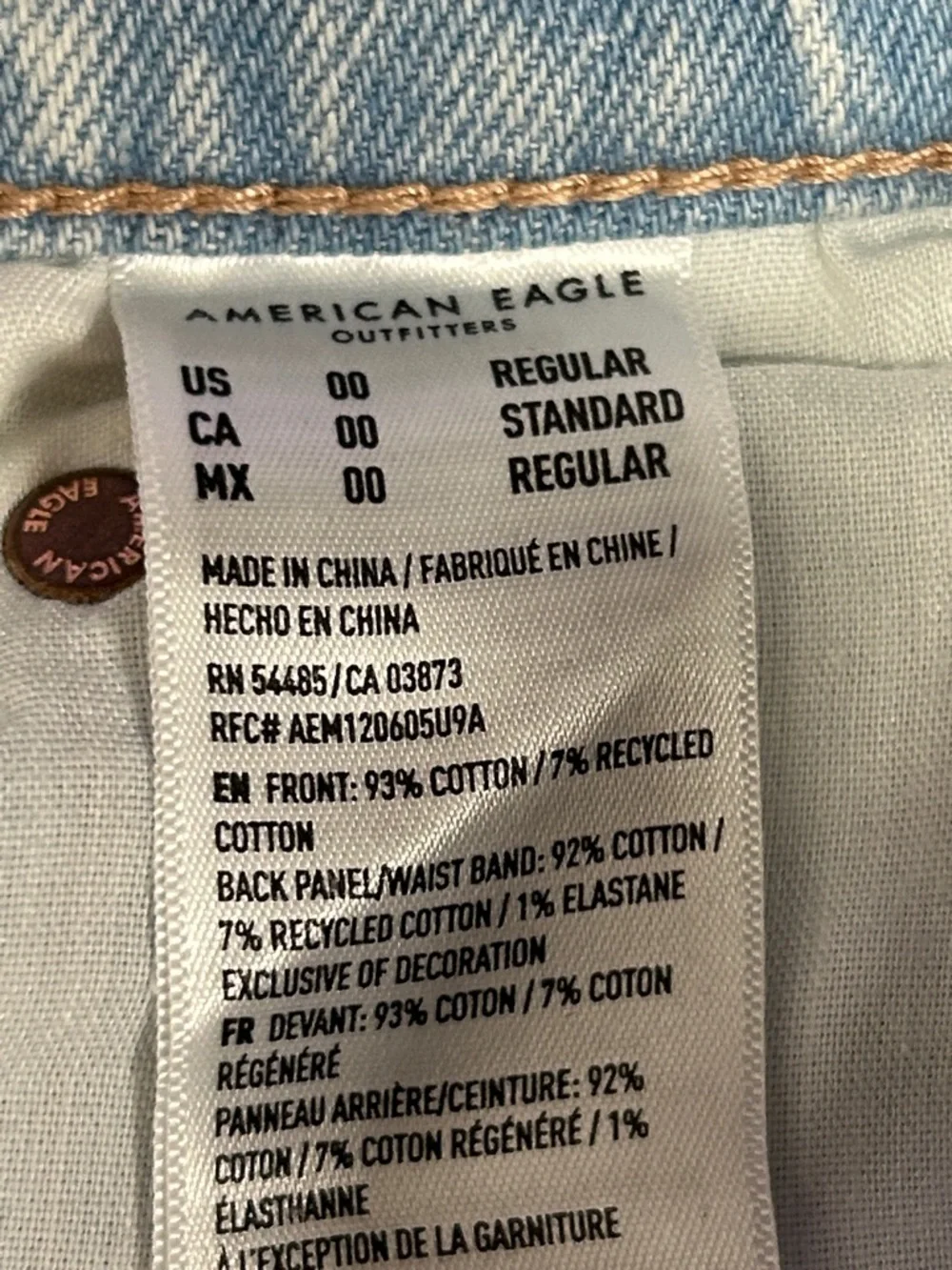 American Eagle Light Wash Highest Rise Baggy  Straight Jeans - Picture 3 of 8